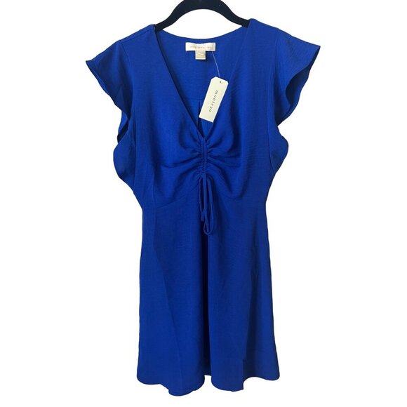 Monteau Dresses & Skirts - MONTEAU-SHORT SLEEVE RUFFLE DRESS ROYAL BLUE